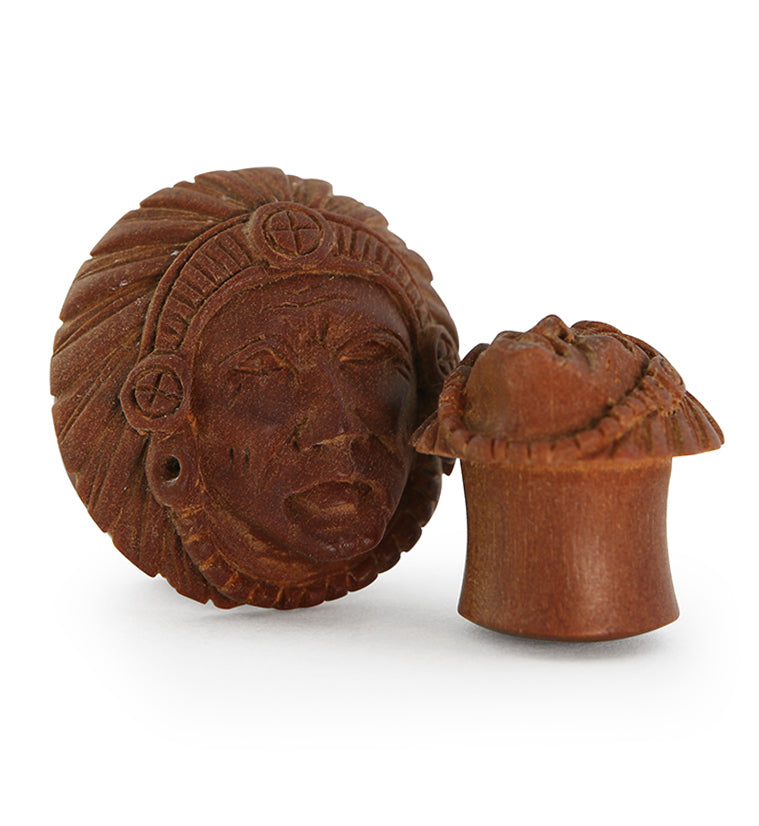 Carved Chief Saba Wood Plugs