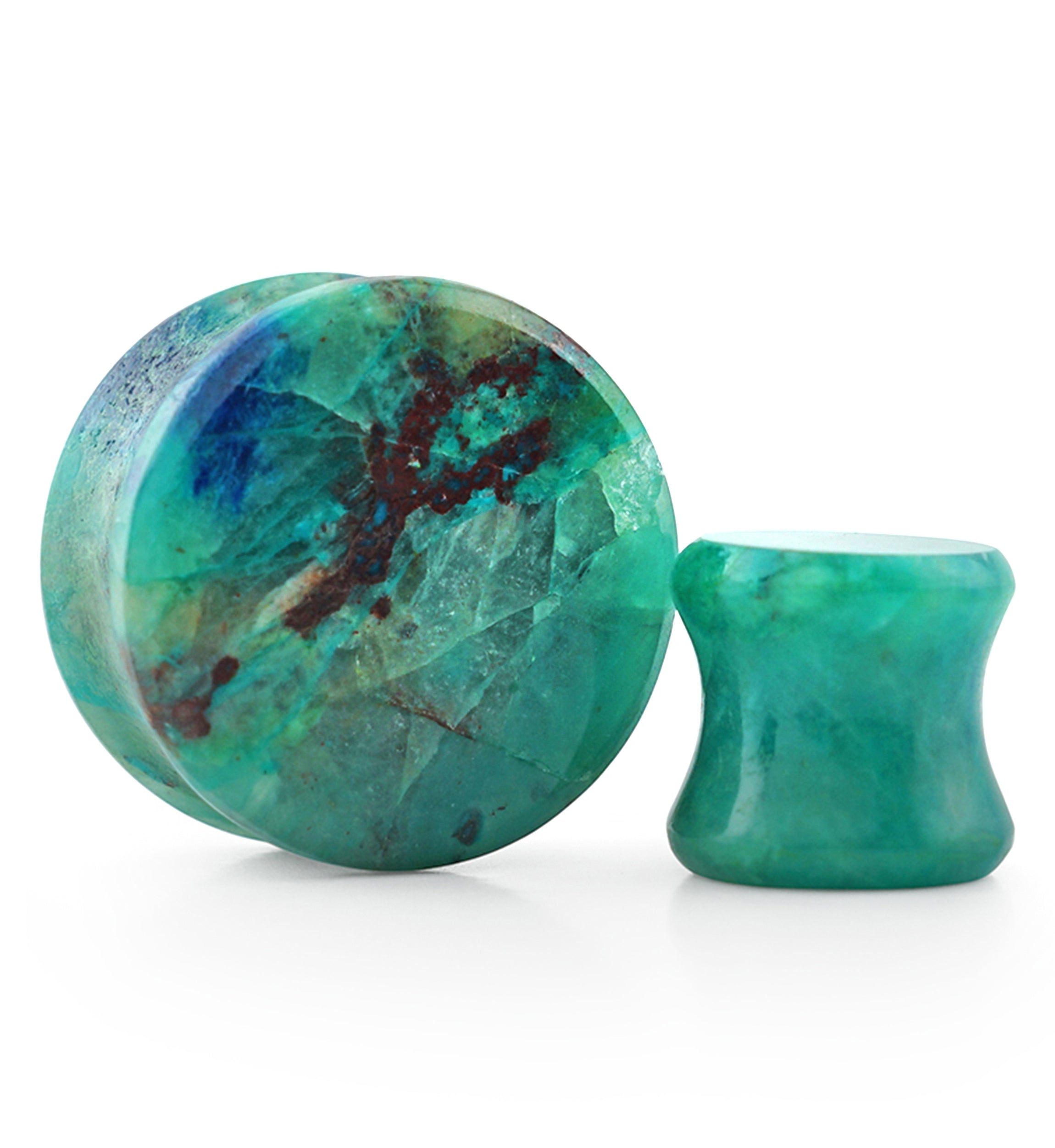 Chrysocolla Double Flare Stone Plugs (AA-Grade)