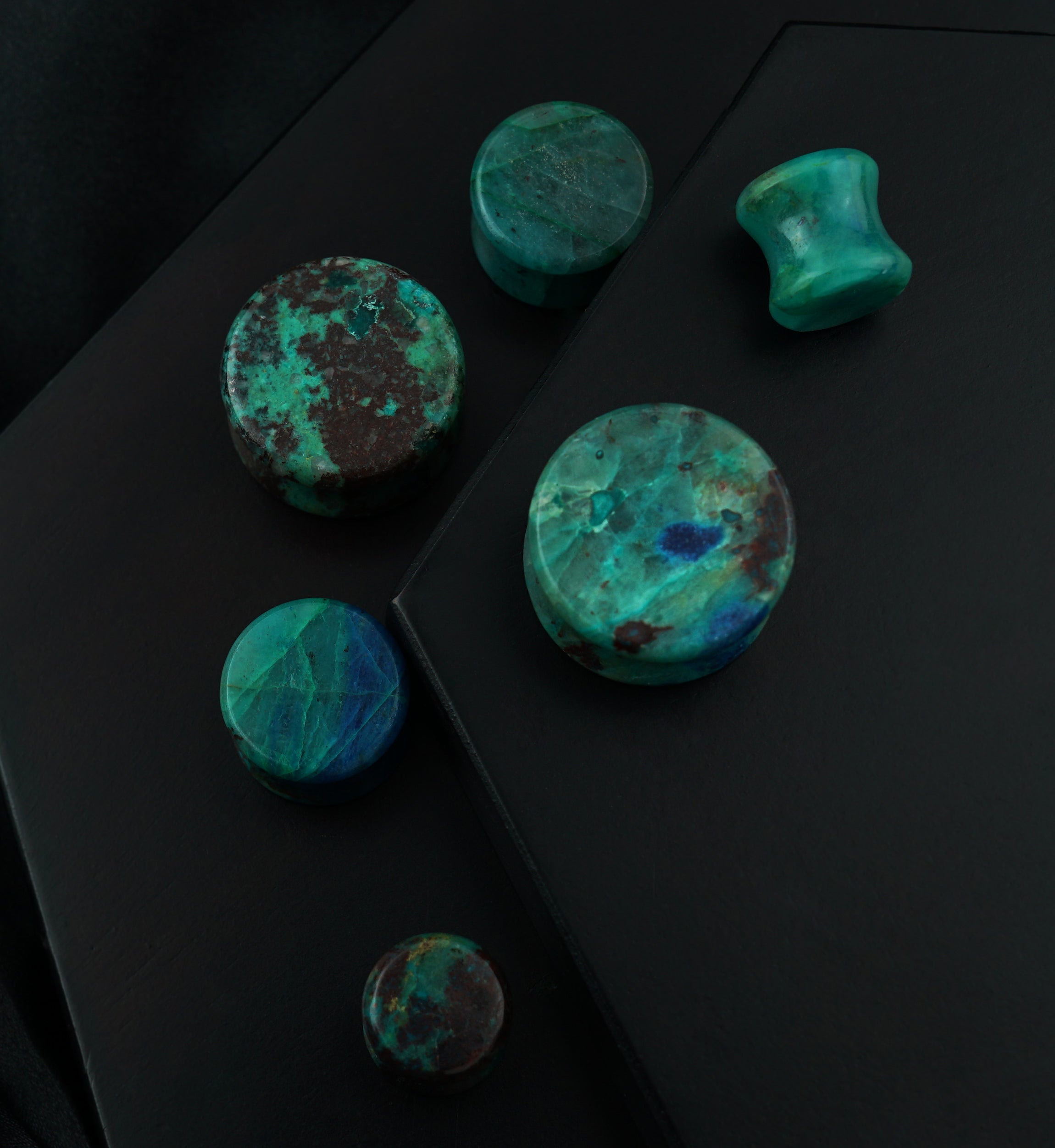 Chrysocolla Double Flare Stone Plugs (AA-Grade)