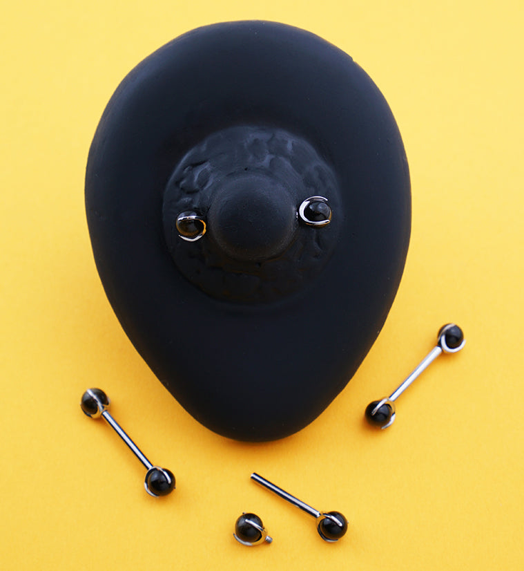 Claw Obsidian Internally Threaded Titanium Nipple Barbells