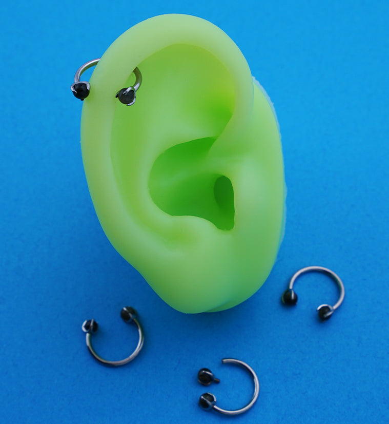 Claw Obsidian Stone Titanium Internally Threaded Circular Barbell