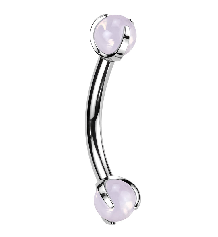 Claw Opalite Pink Titanium Internally Threaded Curved Barbell