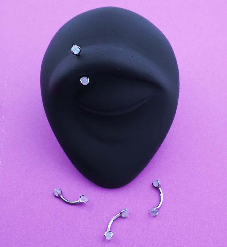 Claw Opalite Titanium Internally Threaded Curved Barbell