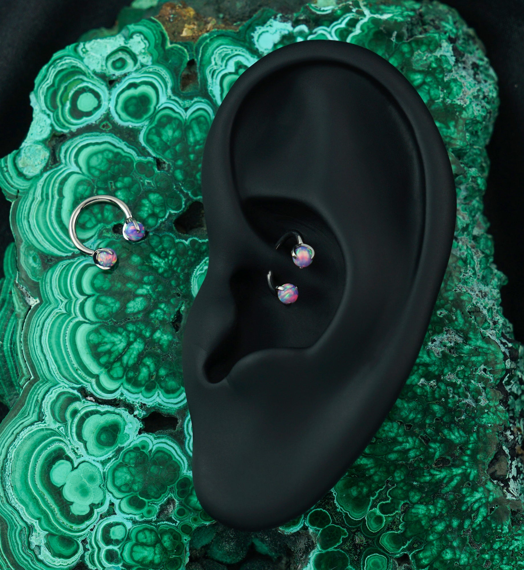 Claw Purple Opalite Titanium Internally Threaded Circular Barbell