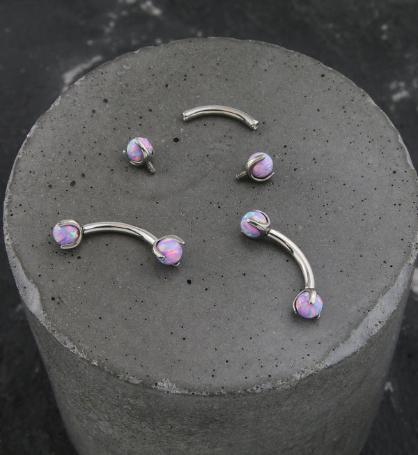 Claw Purple Opalite Titanium Internally Threaded Curved Barbell