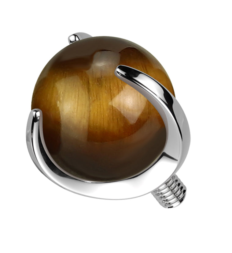 Claw Tiger Eye Stone Titanium Internally Threaded Top