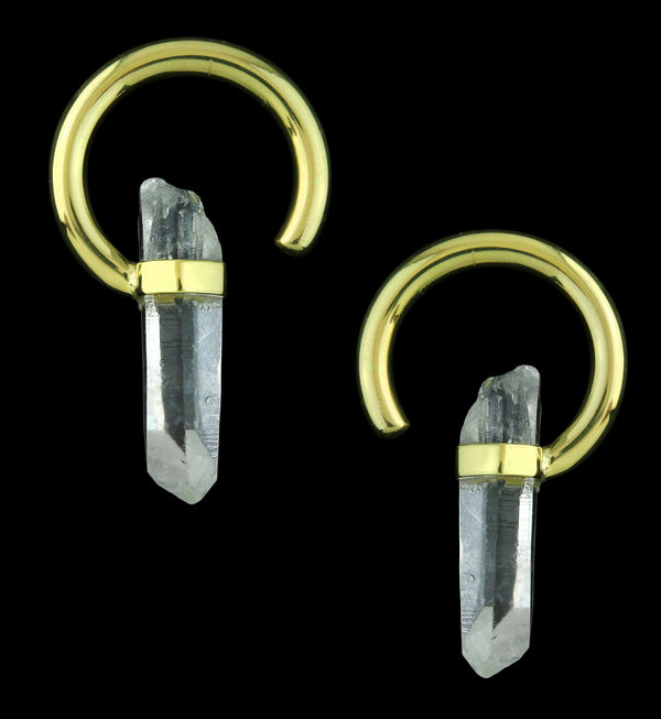 Clear Crystal Hoop Brass Ear Weights