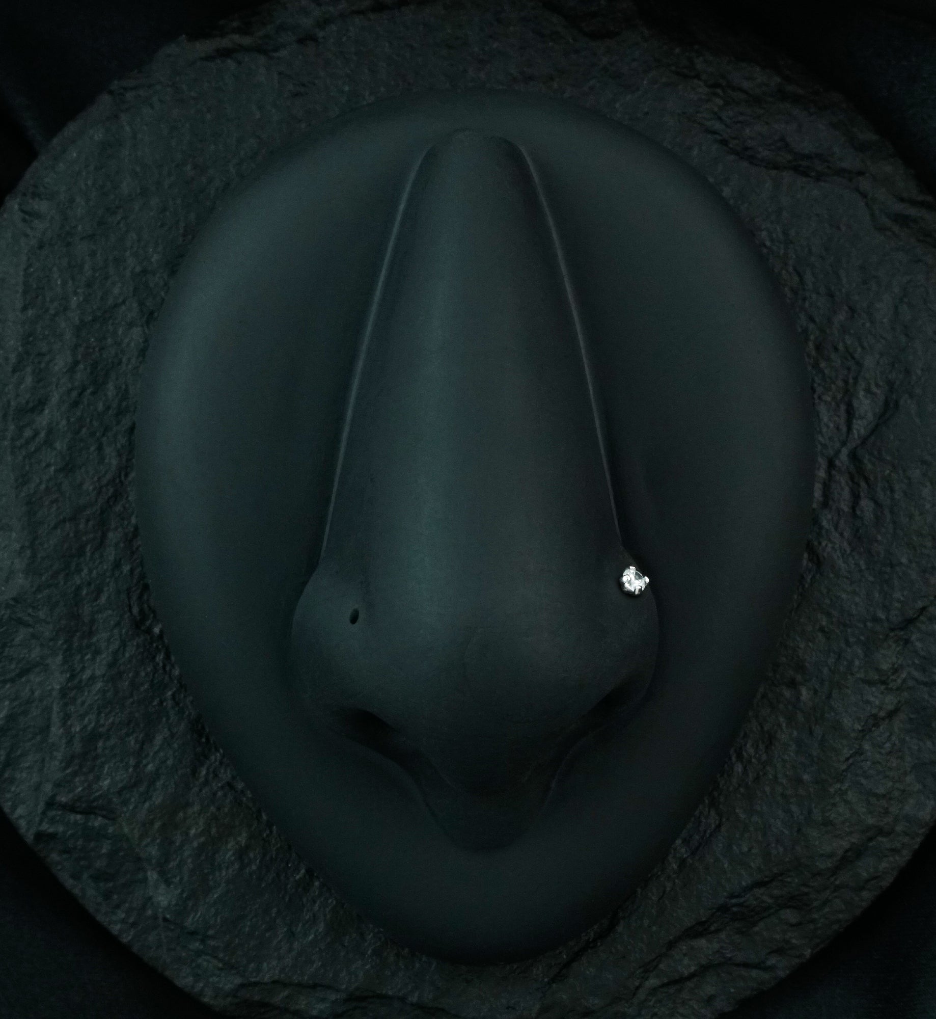 Clear CZ 14kt White Gold L Bend Nose Ring