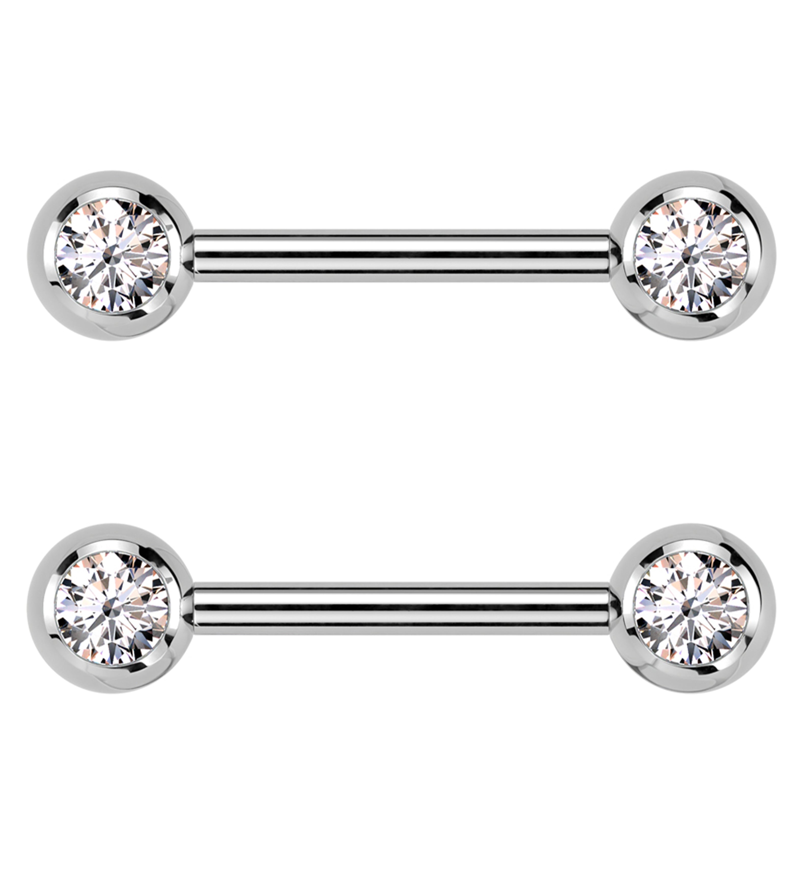 Clear CZ Ball Internally Threaded Titanium Nipple Barbells