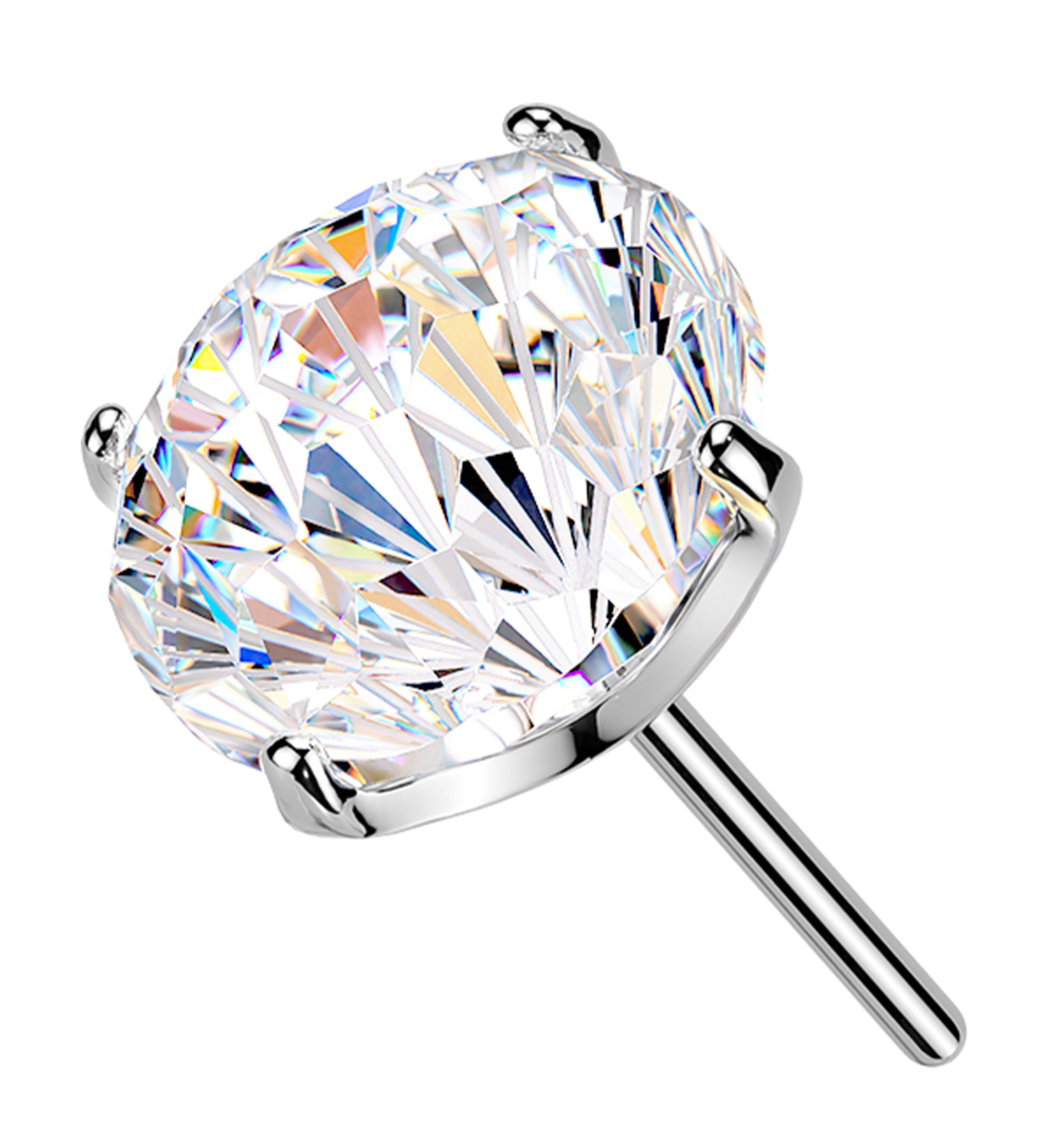 Clear CZ Fireworks Cut Titanium Threadless Top