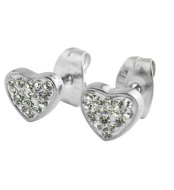 Heart Clear CZ Stainless Steel Stud Earrings
