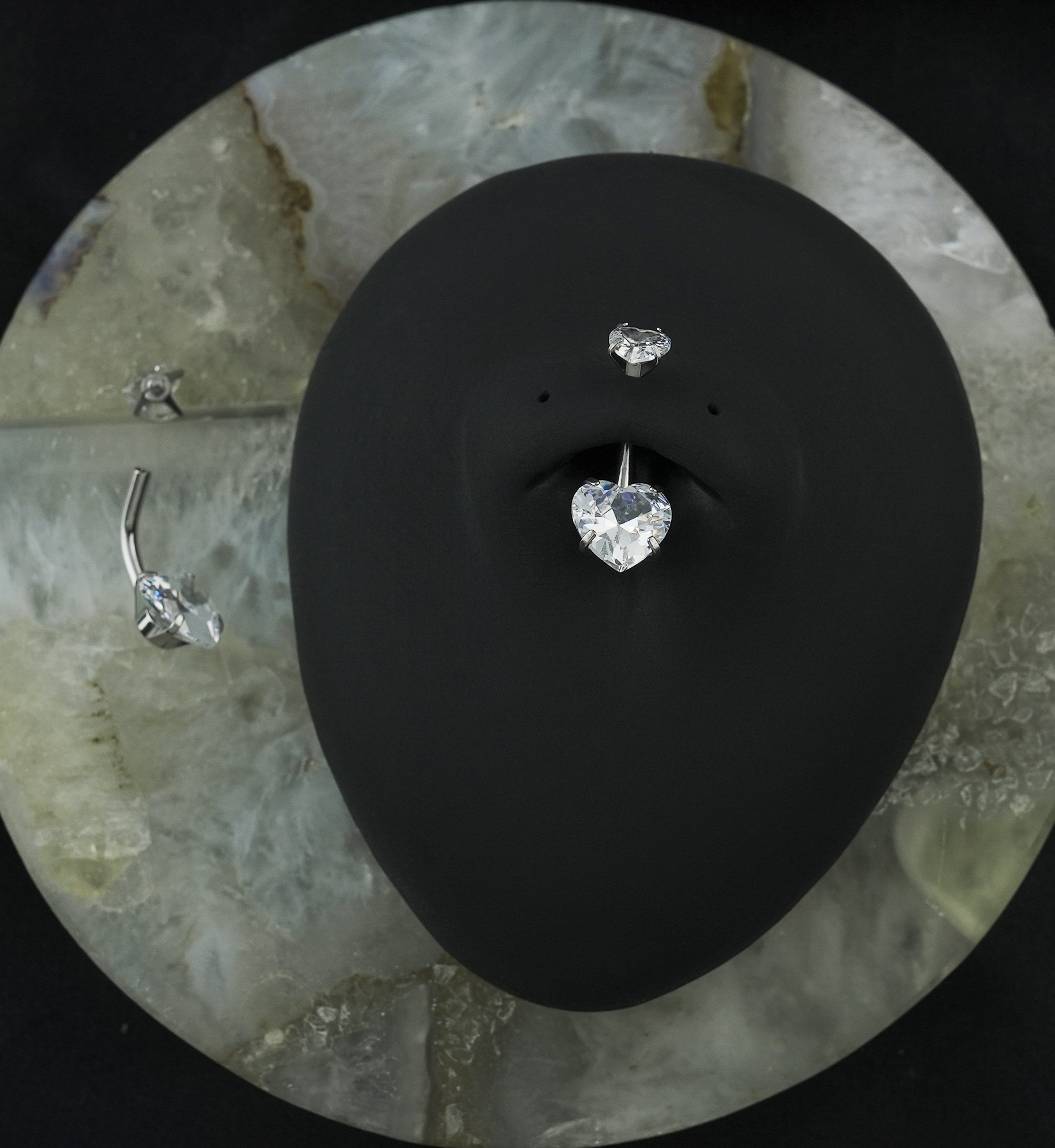 Clear CZ Heart Internally Threaded Belly Button Ring