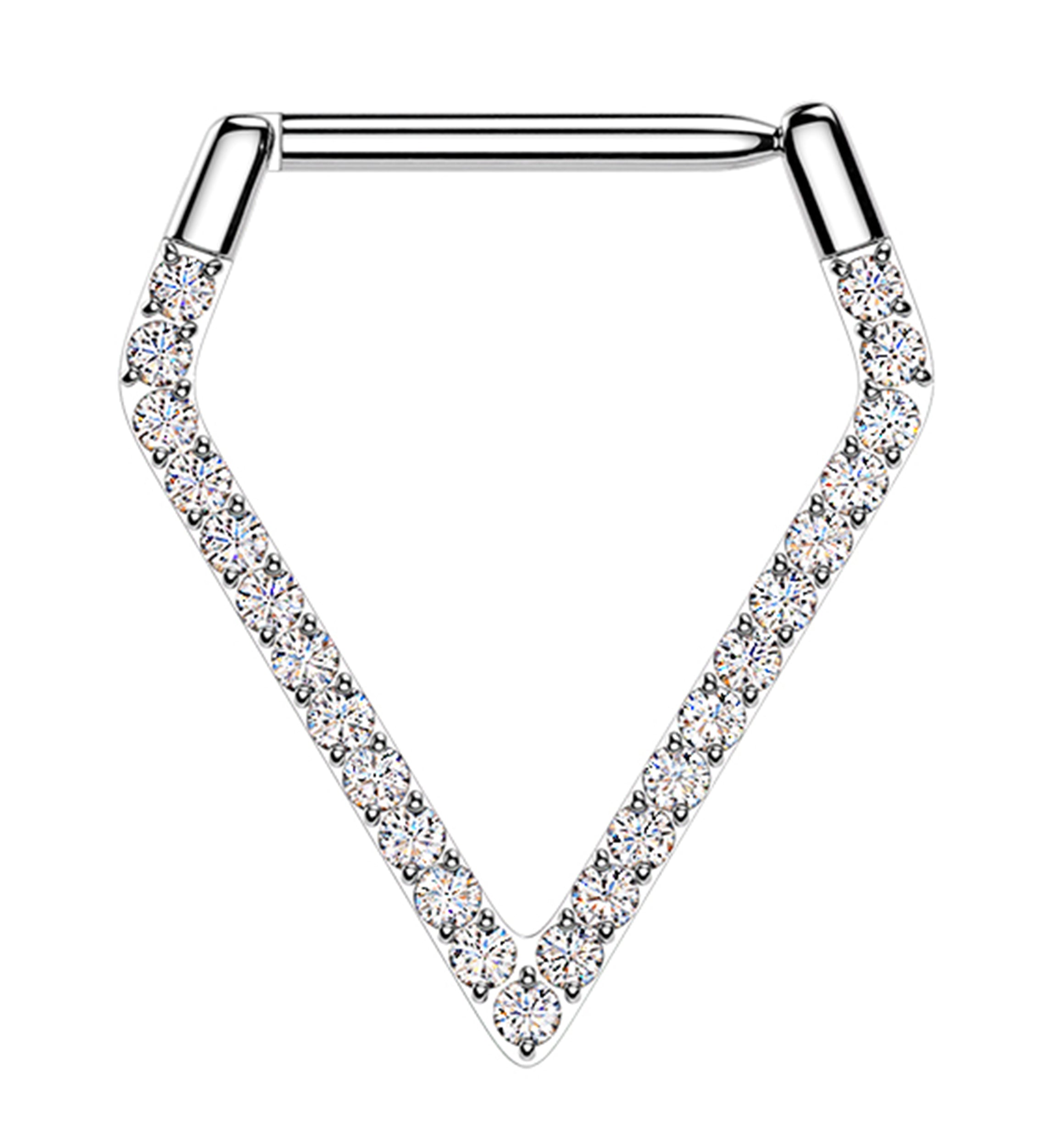 Clear CZ Large Point Titanium Hinged Segment Ring