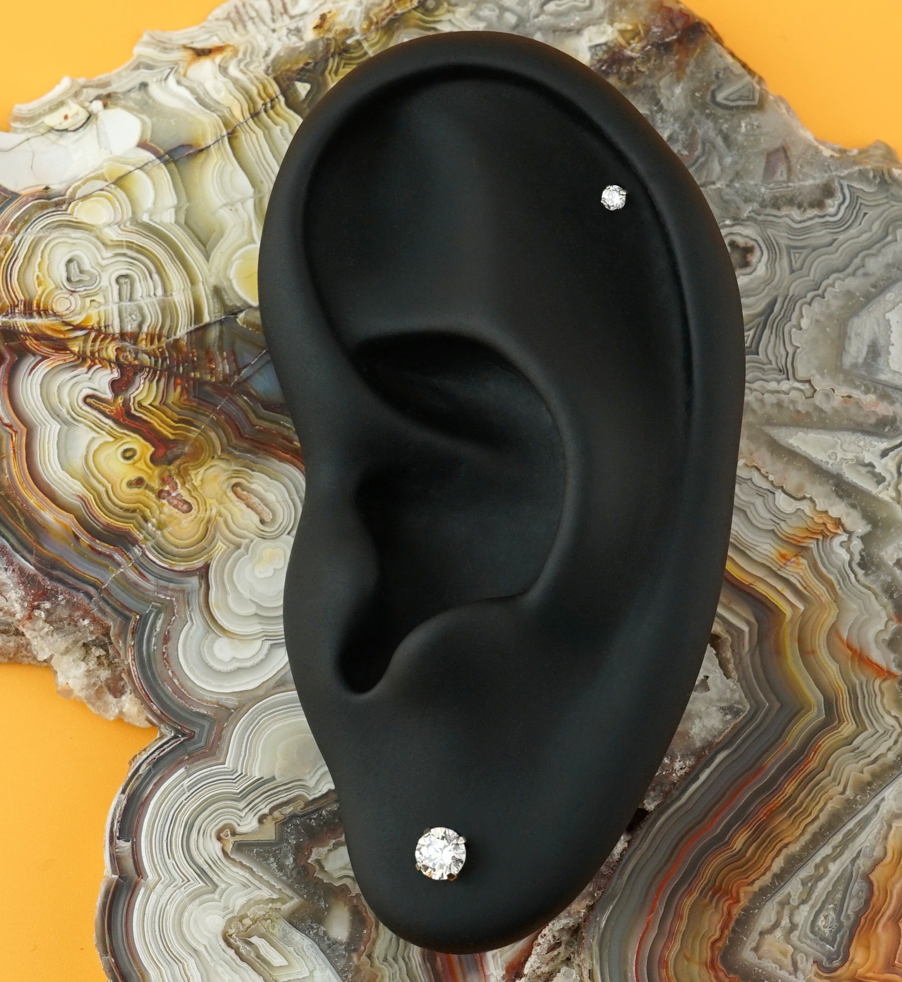 Clear CZ Prong Internally Threaded Mini Disc Labret