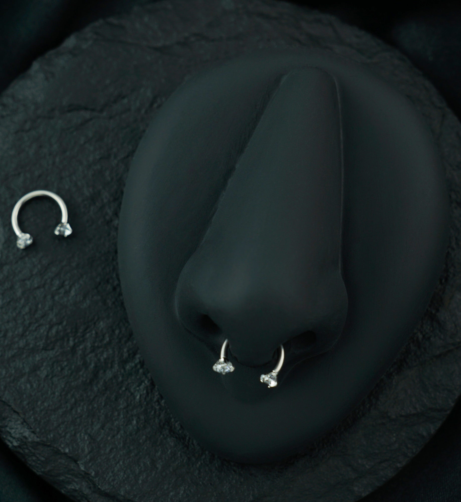 Clear CZ Prong Set Circular Barbell