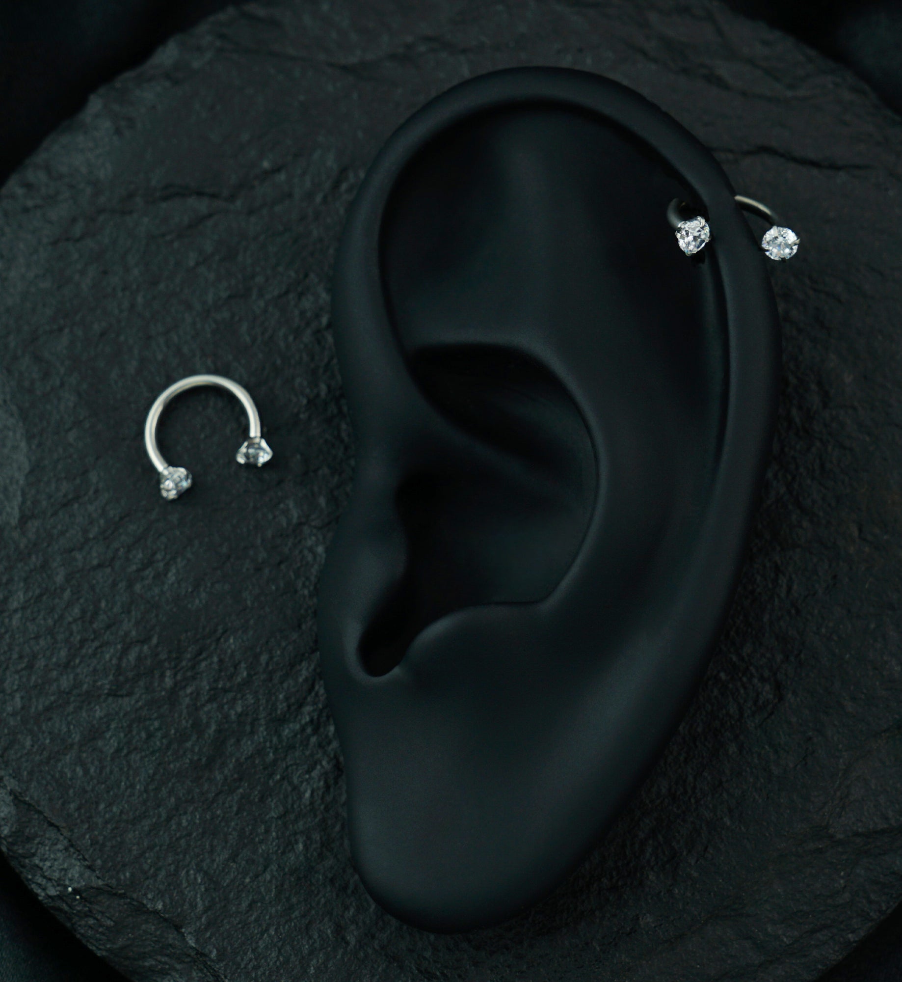 Clear CZ Prong Set Circular Barbell