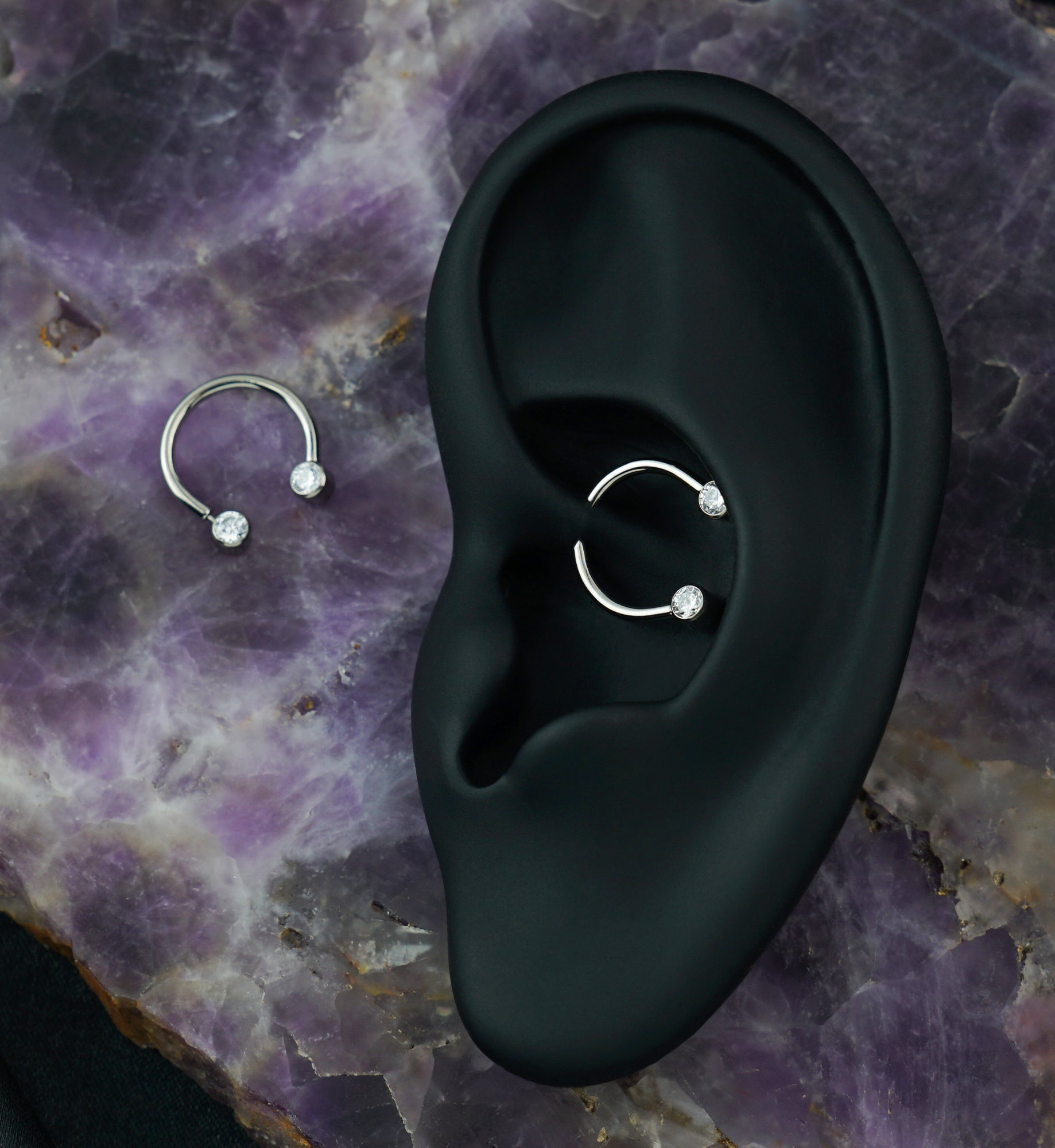 Clear CZ Threadless Titanium Circular Barbell