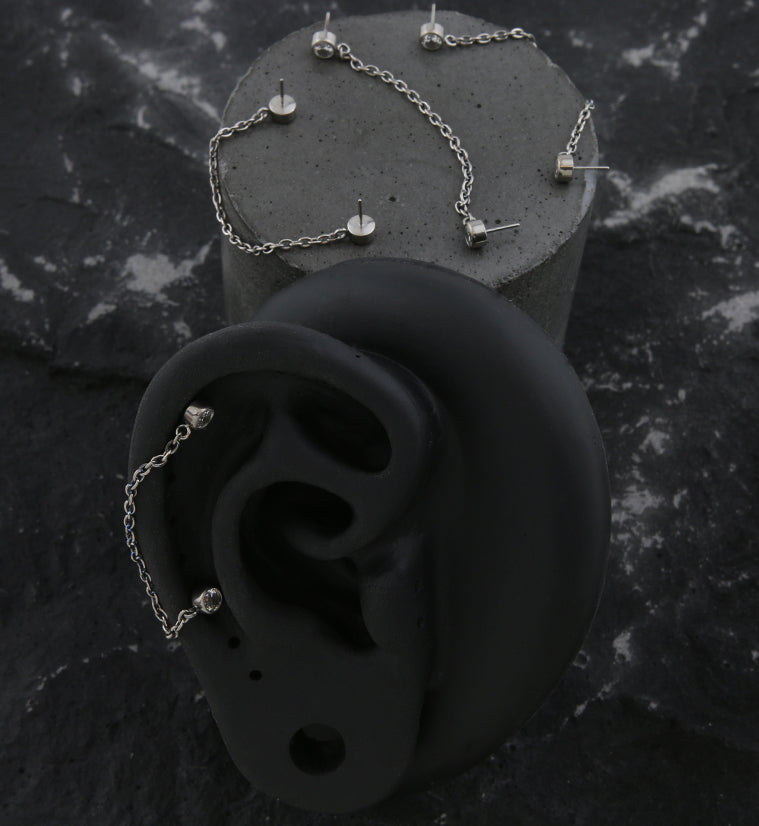 Clear CZ Titanium Threadless Connector Chain Tops