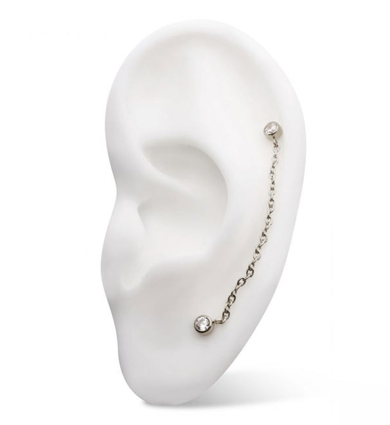 Clear CZ Titanium Threadless Connector Chain Tops