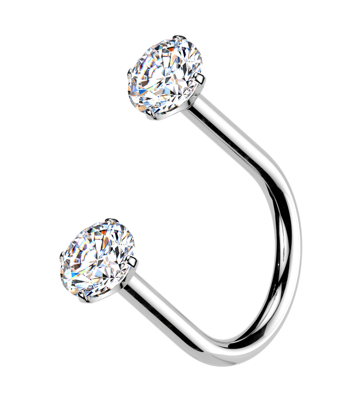 Clear CZ U-Shape Titanium Threadless Circular Barbell
