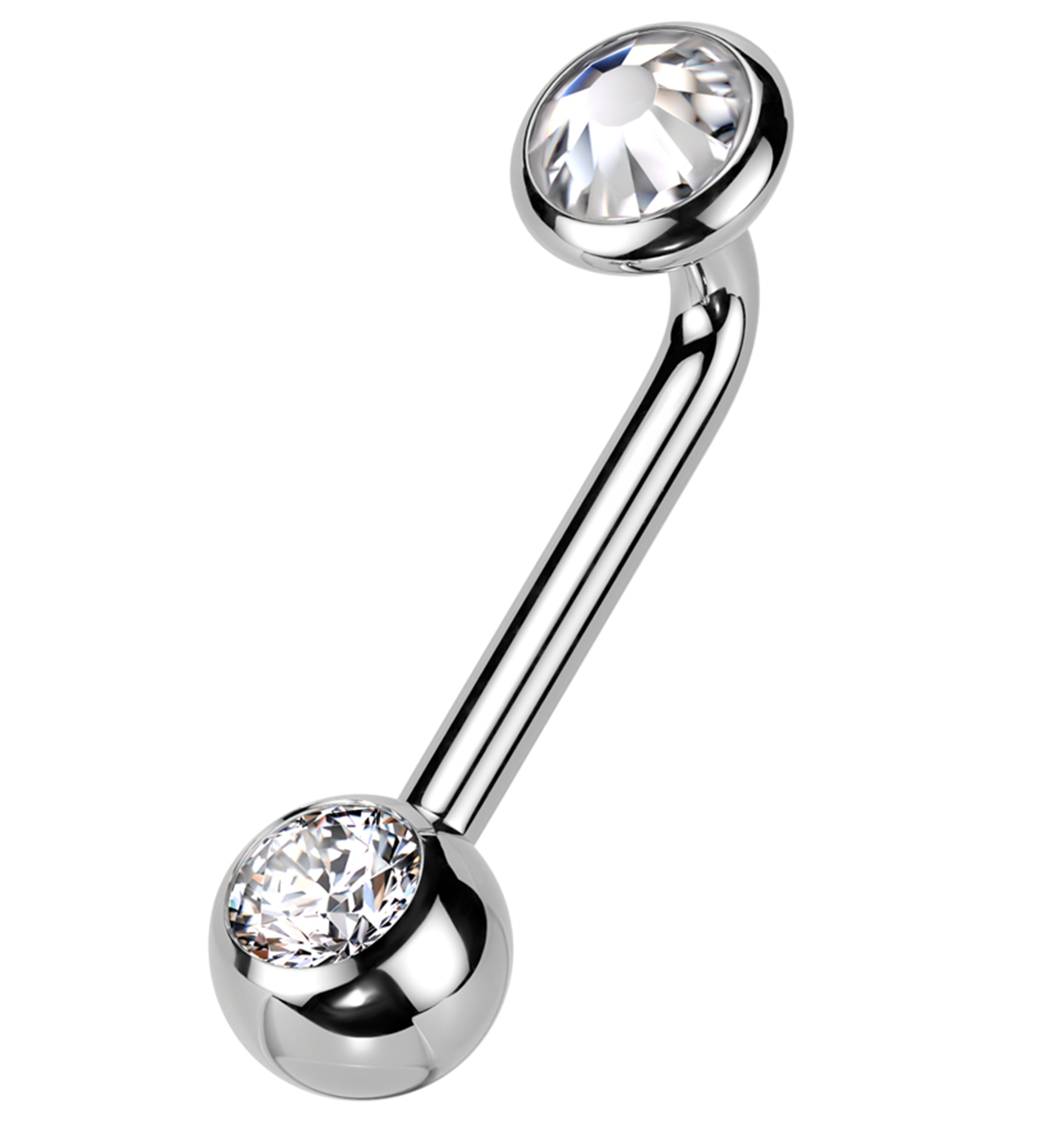 Clear CZ Vertical Clitoral Hood Internally Threaded Titanium Barbell