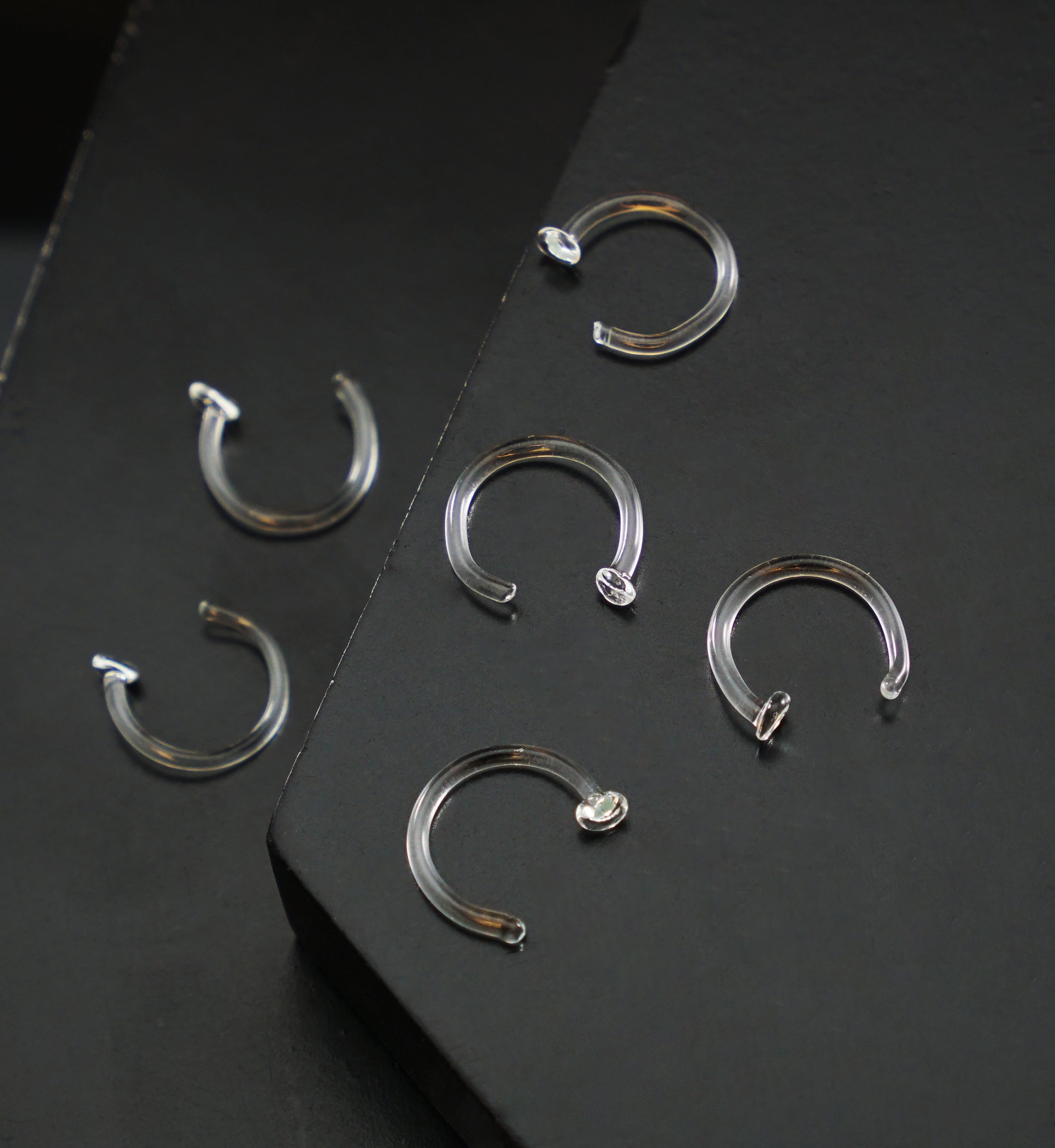 ピアス hoop glass stone Clear Glass Hoop Nose Ring