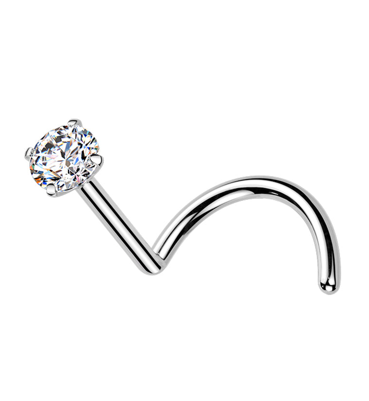 Clear Moissanite Gem Titanium Nose Screw
