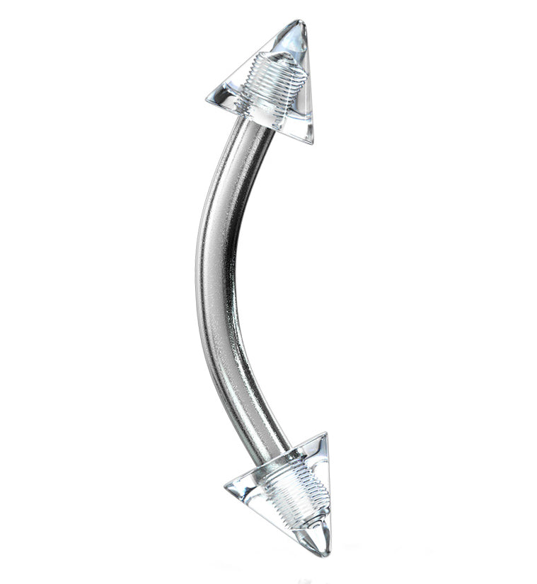 Double Spiked Color Steel Curved Barbell