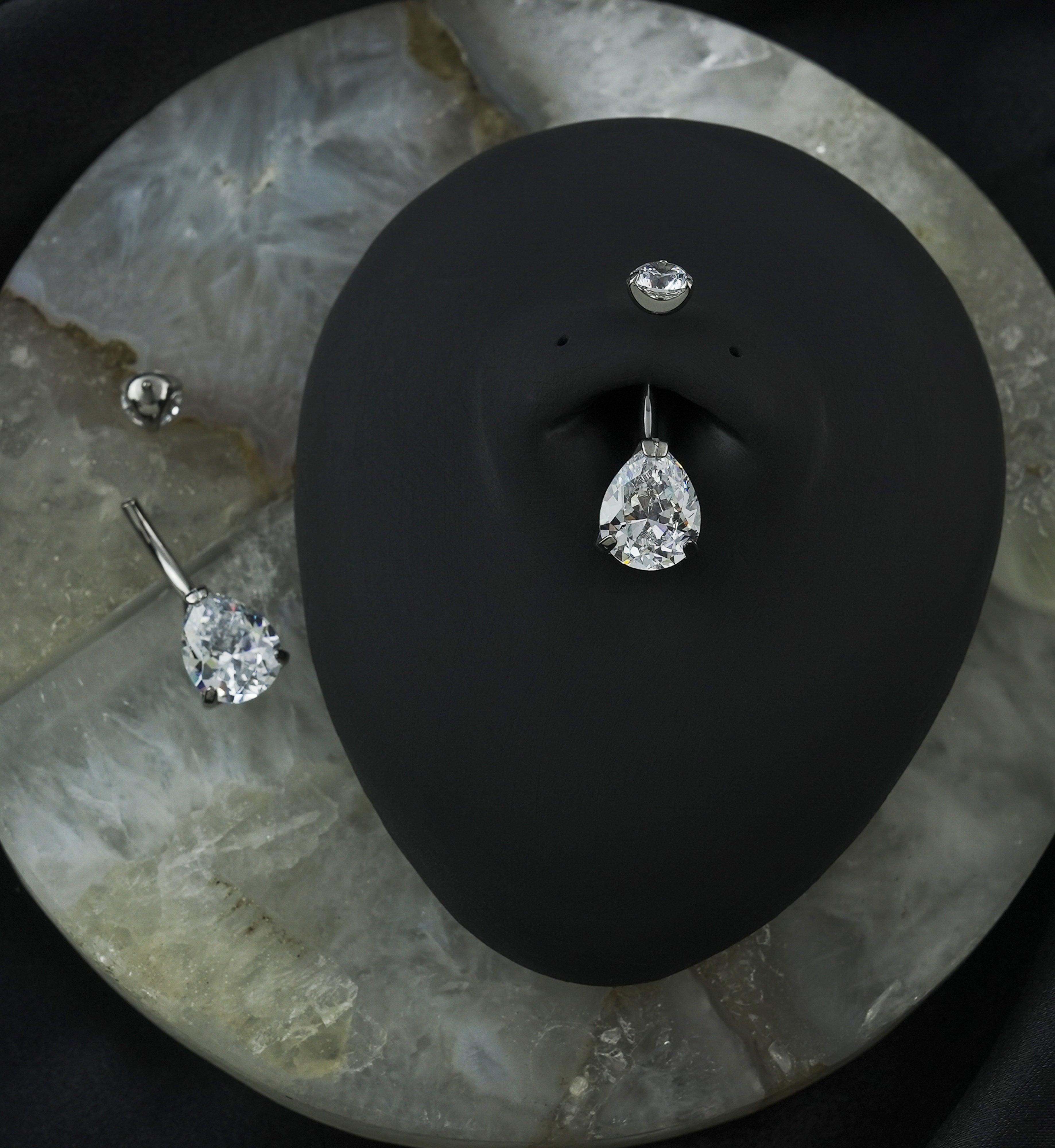 Clear Teardrop CZ Titanium Belly Button Ring