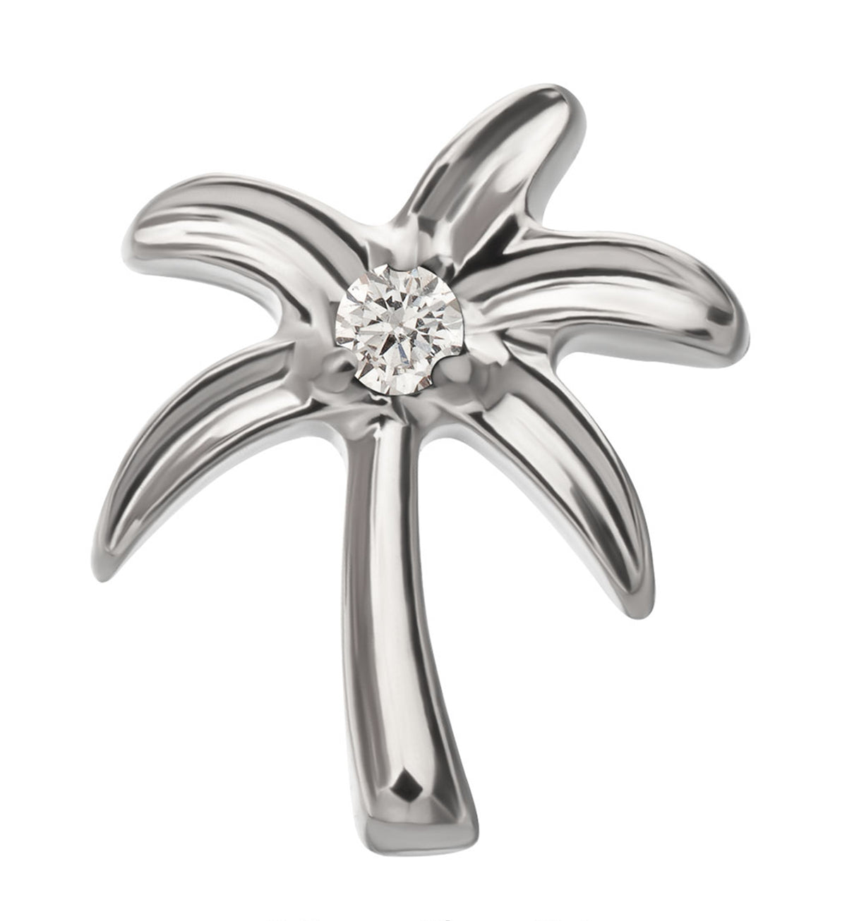 Coastal Palm Clear CZ Titanium Threadless Top