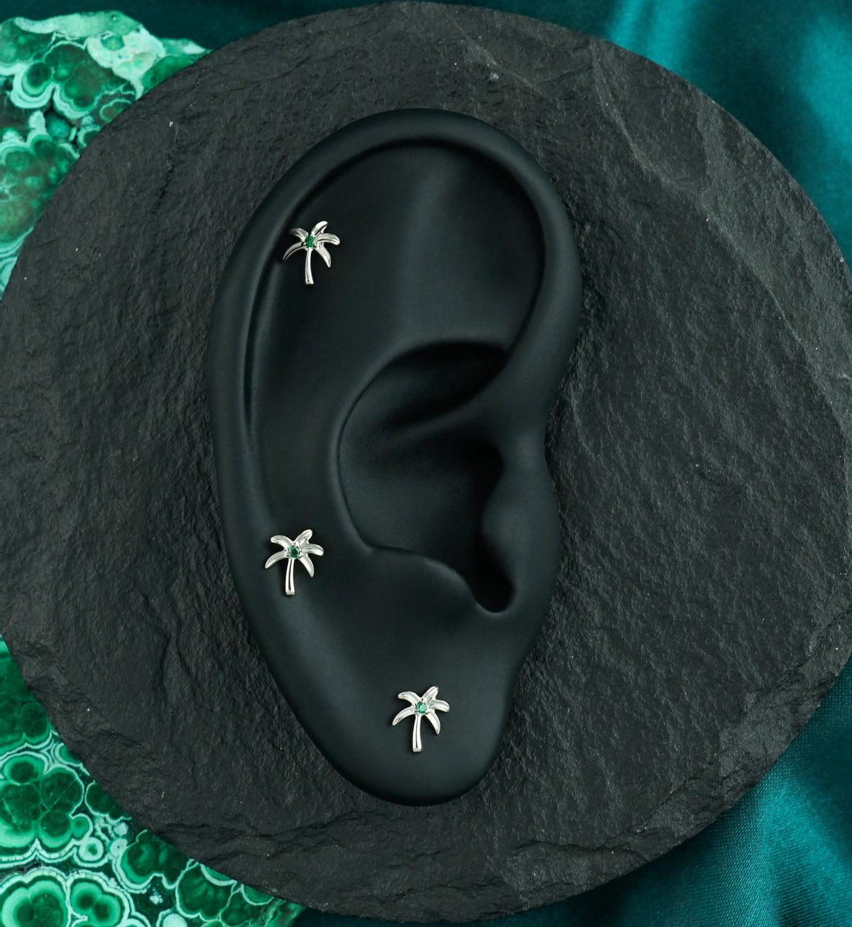 Coastal Palm Emerald CZ Titanium Threadless Top
