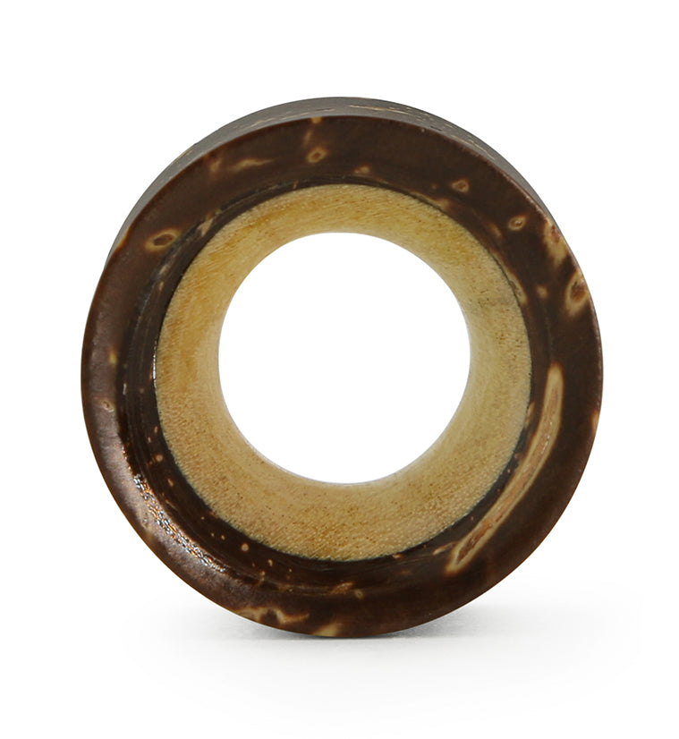 Coconut Shell Tunnel Plugs With Crocodile Wood Inlay