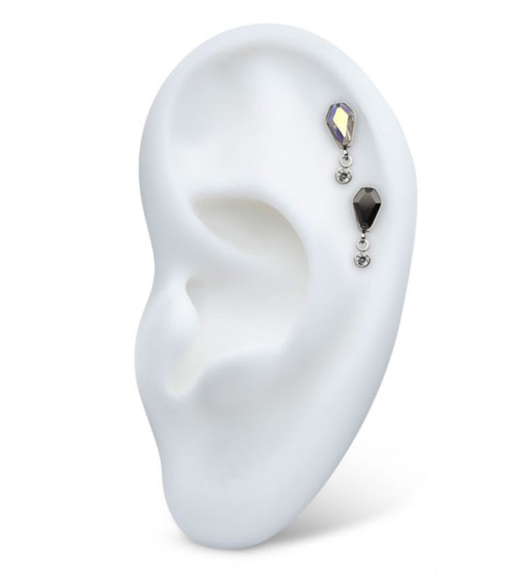 Coffin Rainbow Aurora CZ Dangle Clear CZ Threadless Top