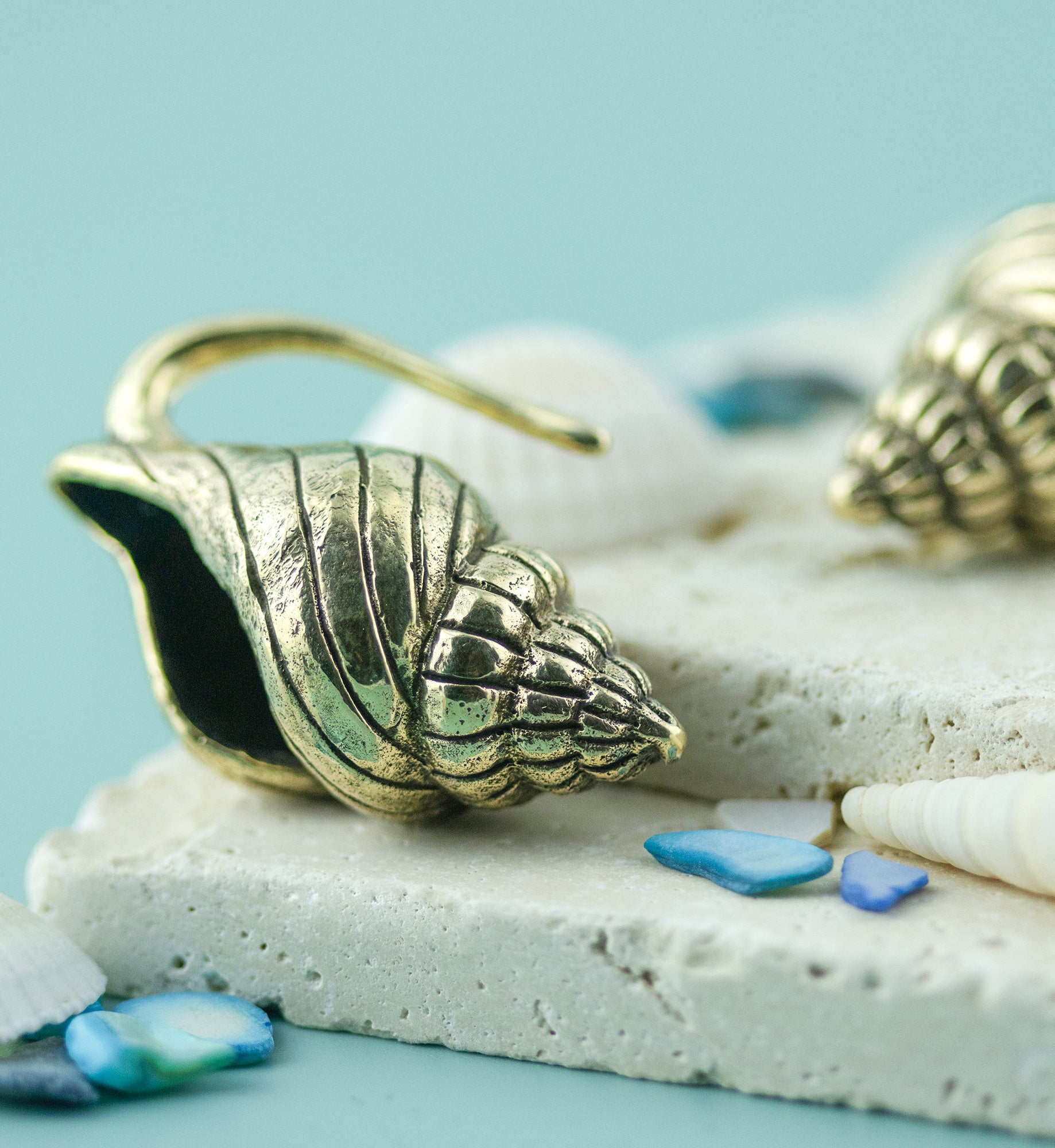 Conch Shell Brass Ear Weights