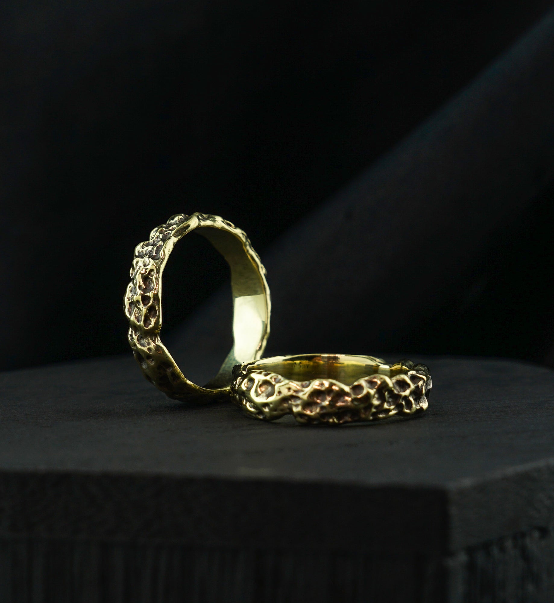 Coral Sponge Hammered Brass Ring