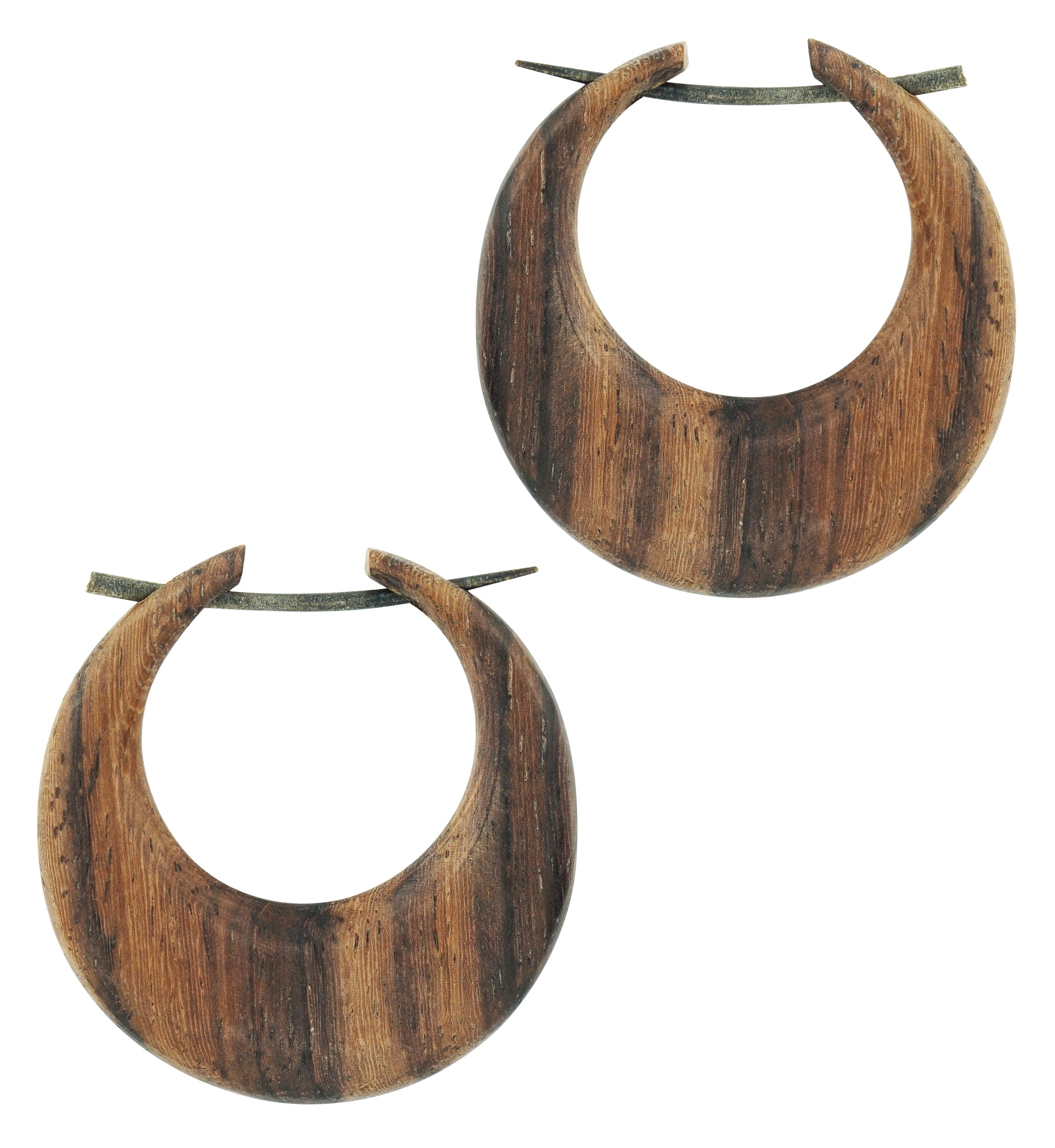 Crescent Hoops Sono Wood Post Earrings