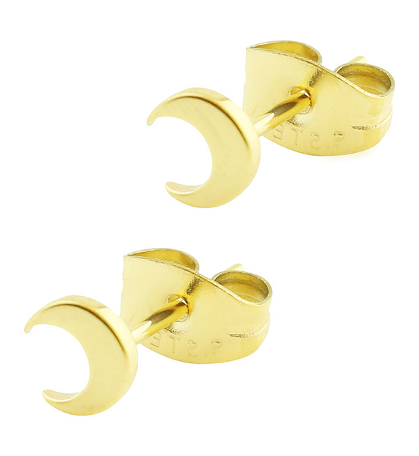 Gold PVD Half Moon Stainless Steel Stud Earrings
