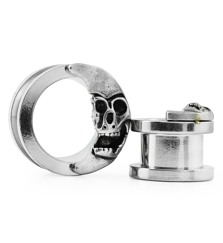 Crescent Moon Skull Stainless Steel Tunnels