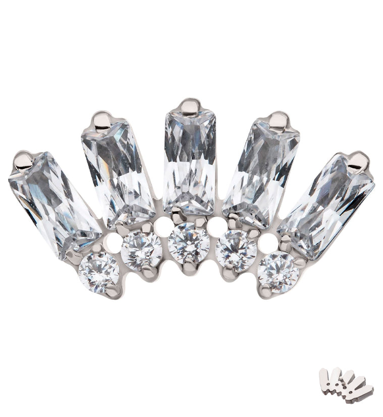 Crest Baguette Clear CZ Titanium Internally Threaded Top
