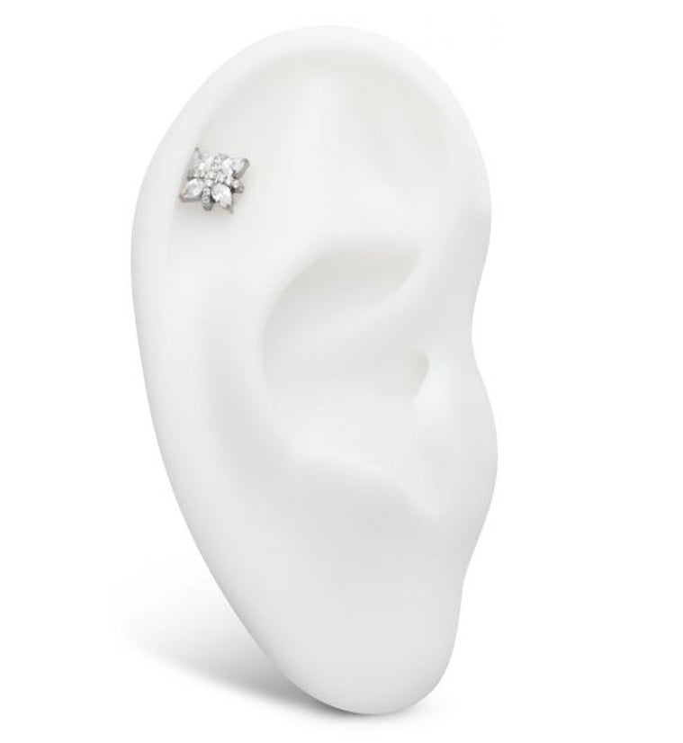 Cross Marquise Clear CZ Titanium Threadless Top