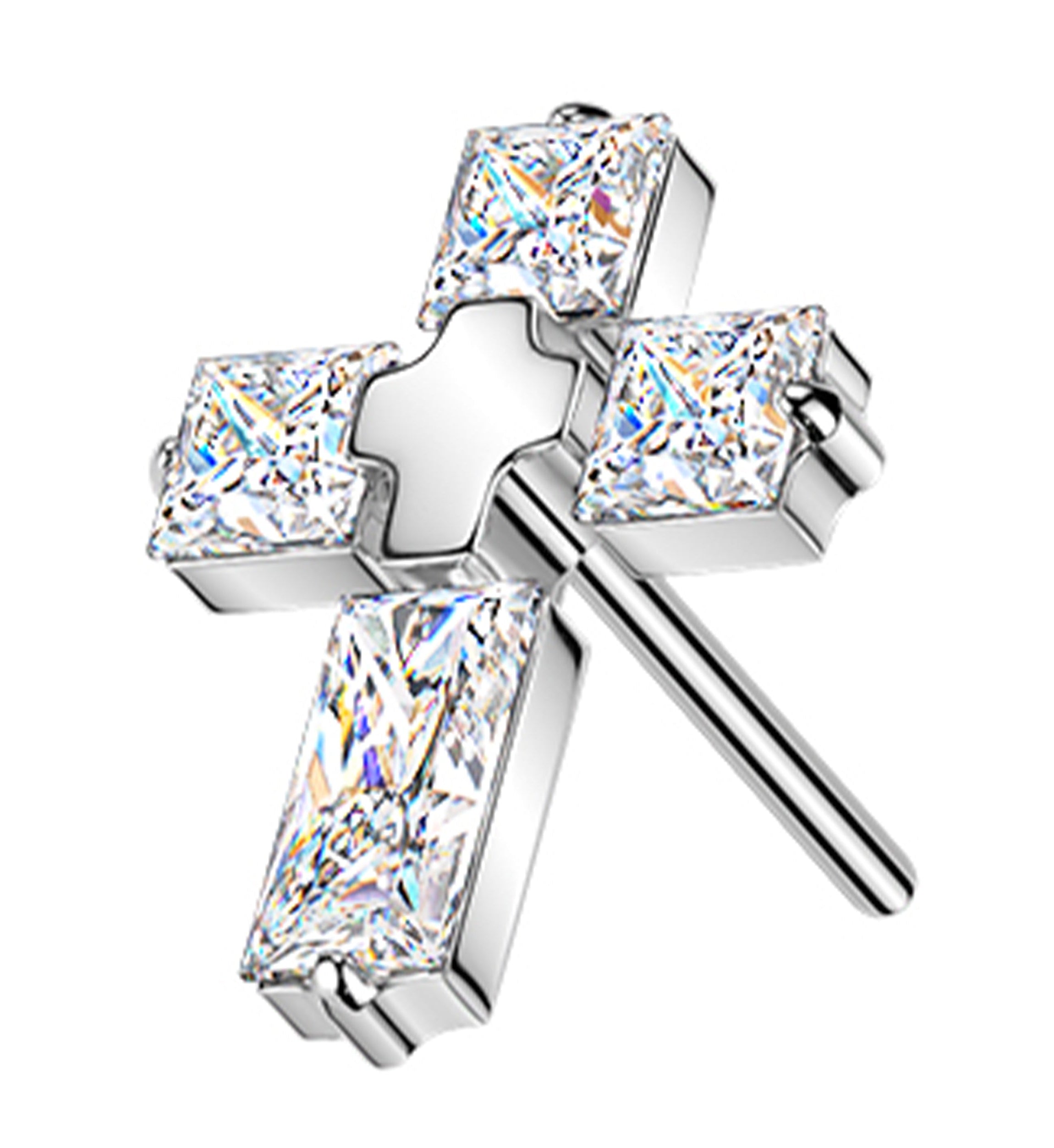Cross Square Clear CZ Titanium Threadless Top