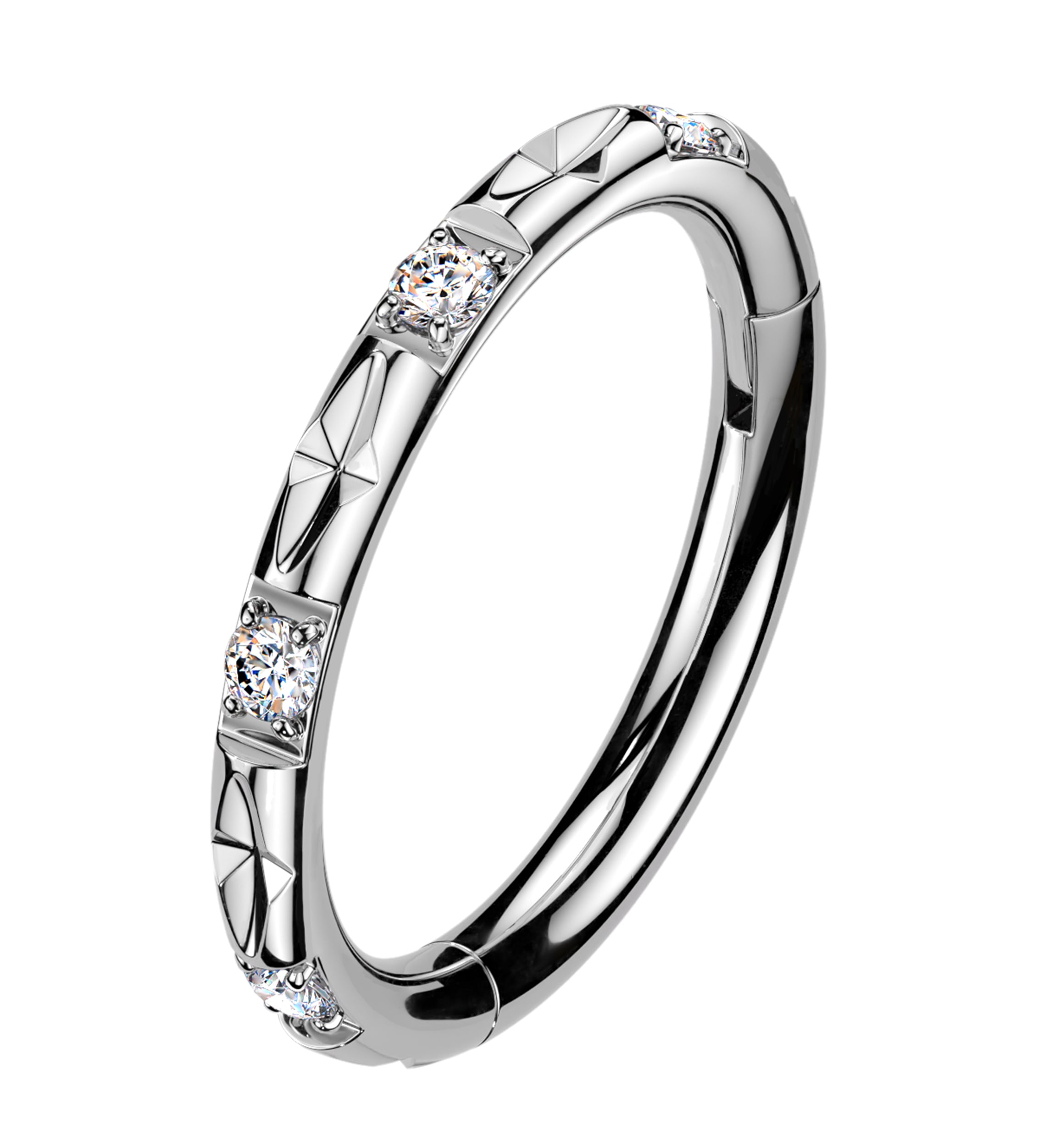 Crosscut CZ Titanium Hinged Segment Ring