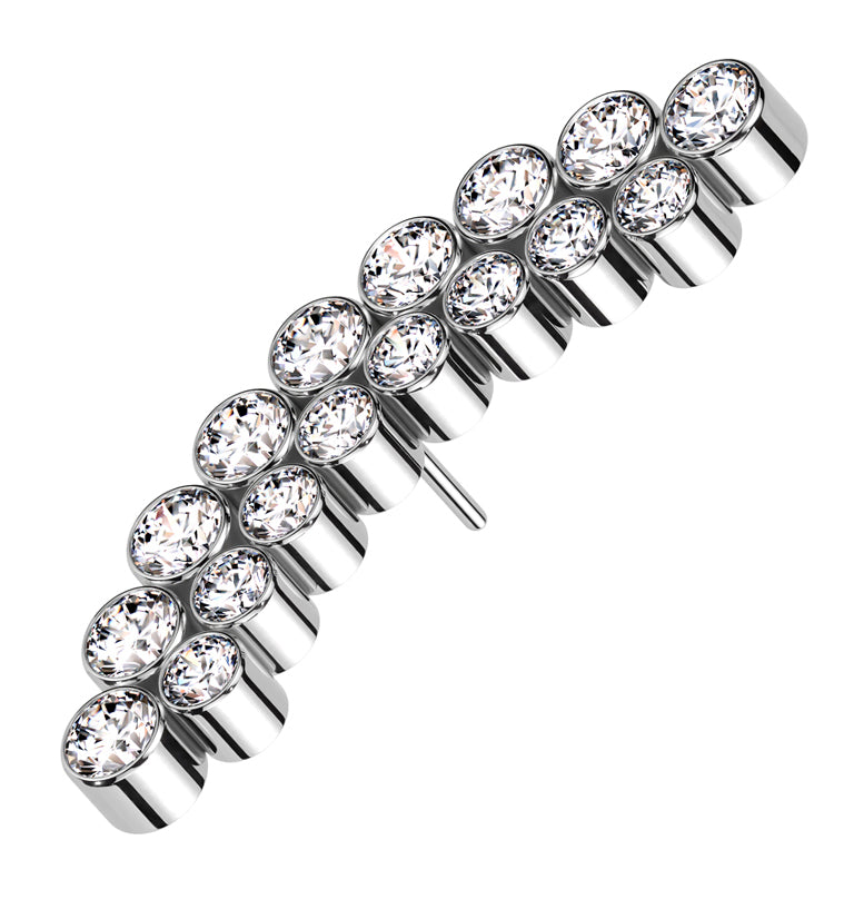 Bezel Less. Top Curve Double Row Bezel CZ Titanium Threadless Top