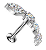 Curve Marquise Clear CZ Threadless Titanium Labret