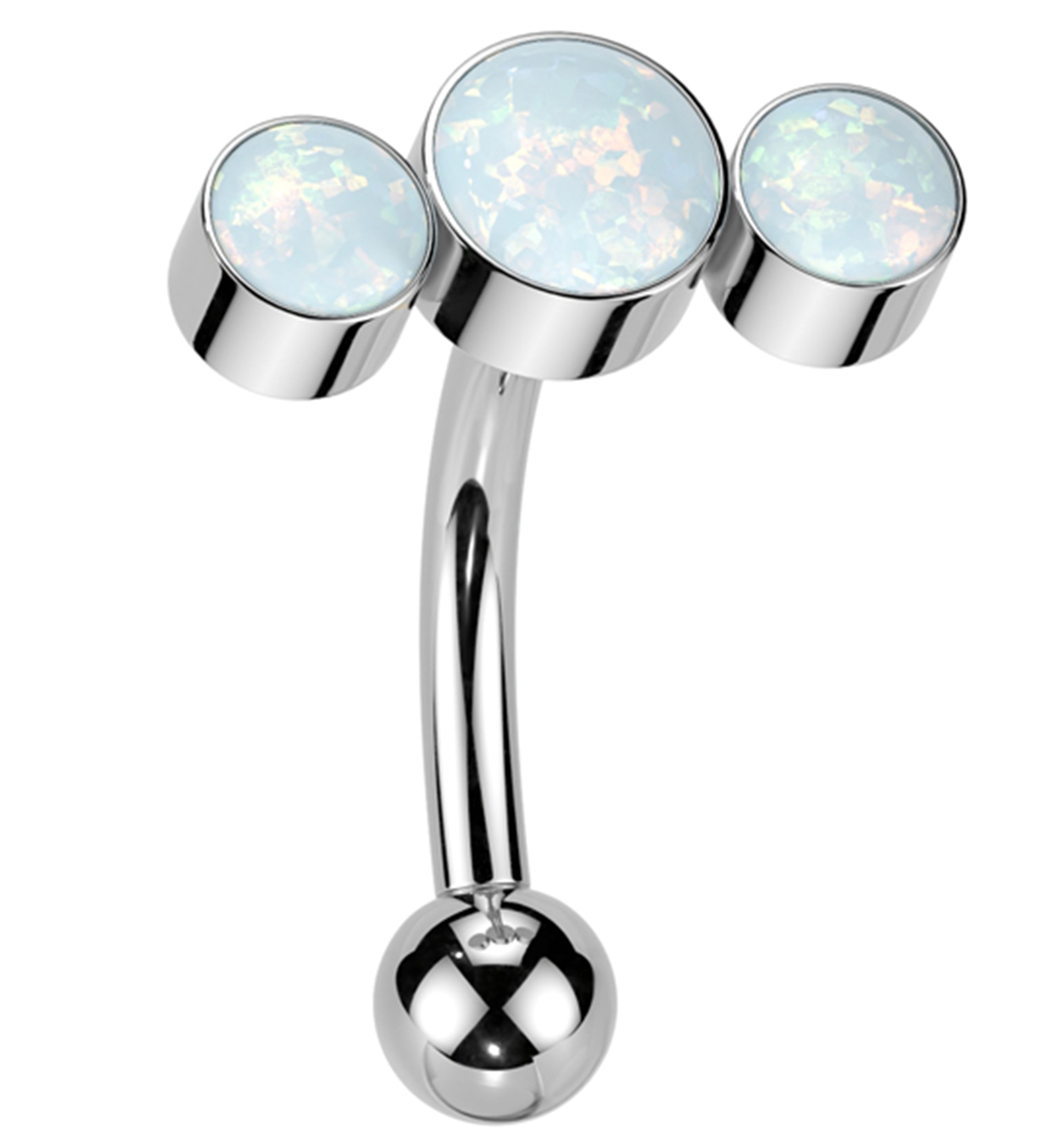 Curve Triple White Opalite Threadless Titanium Curved Barbell