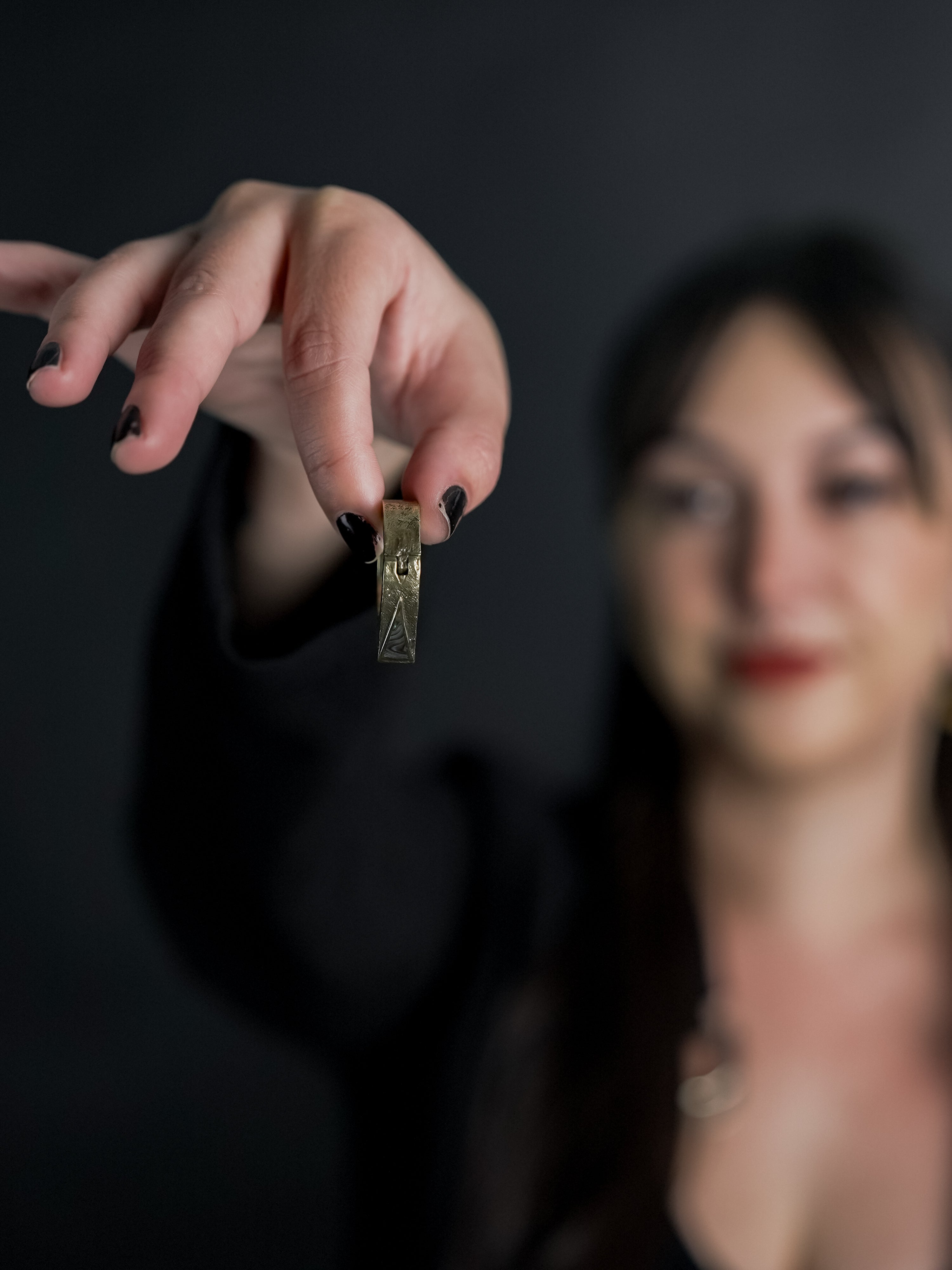 Cusp Triangle Abalone Brass Hinged Hoop Ear Weights