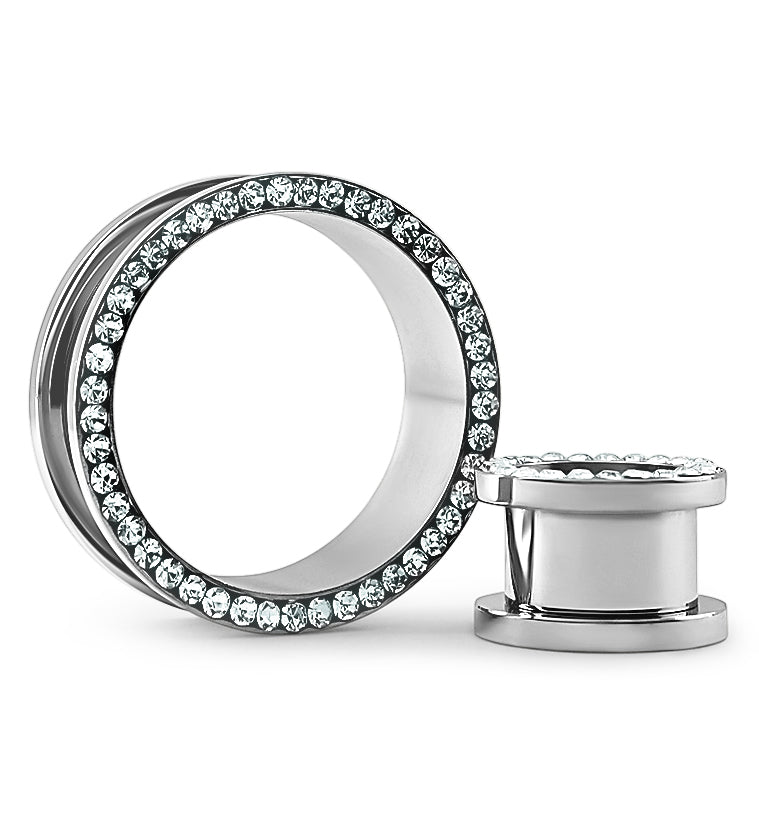 Stainless Steel CZ Bling Ear Tunnels