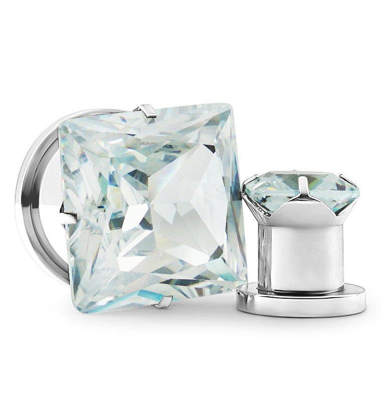 Clear CZ Gem Diamond Stud Plugs