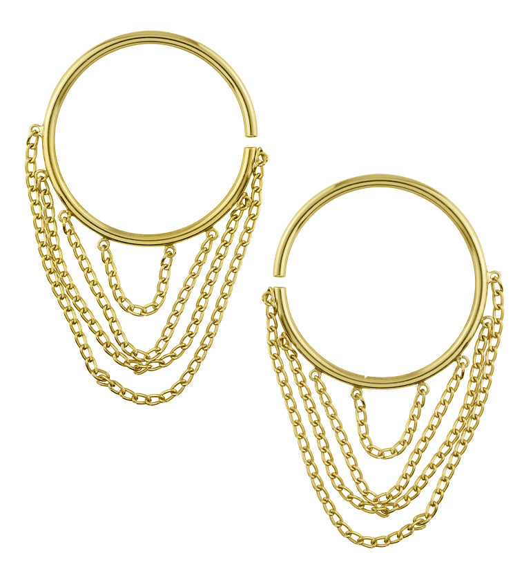 Dangle Chain Brass Hoop Ear Weights