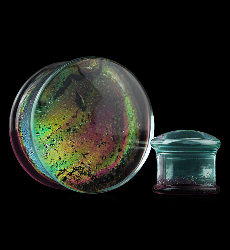 Daybreak Dichroic Glass Double Flare Plugs